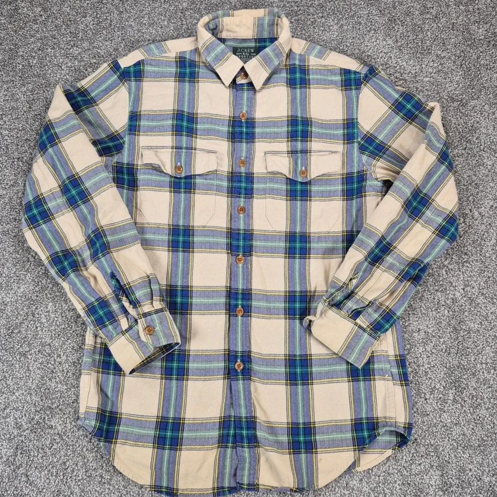 J.Crew‎ Flannel Shirt Mens Small Plaid Button Down Pockets
